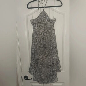 NWOT- Women’s Lush Samira Animal Print High Low Halter Dress. Size Medium.